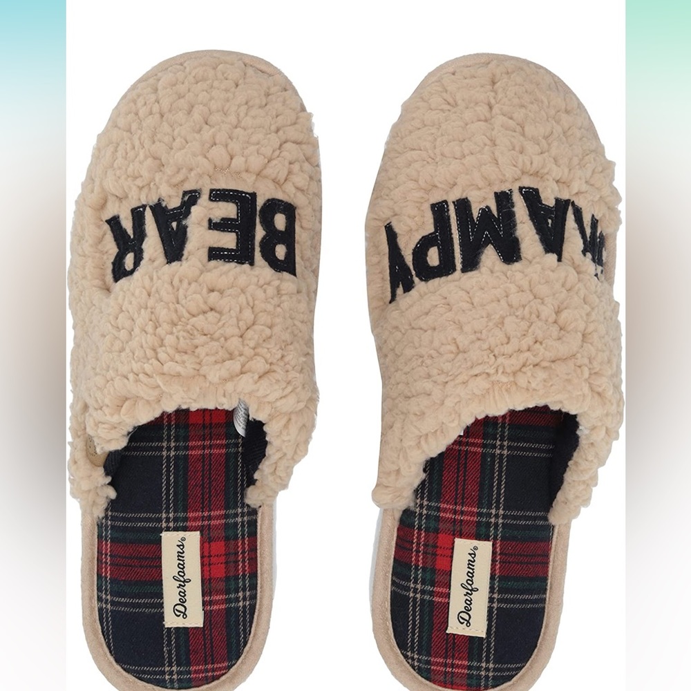 Dearfoams Unisex Carson Grampy Bear Scuff Slippers